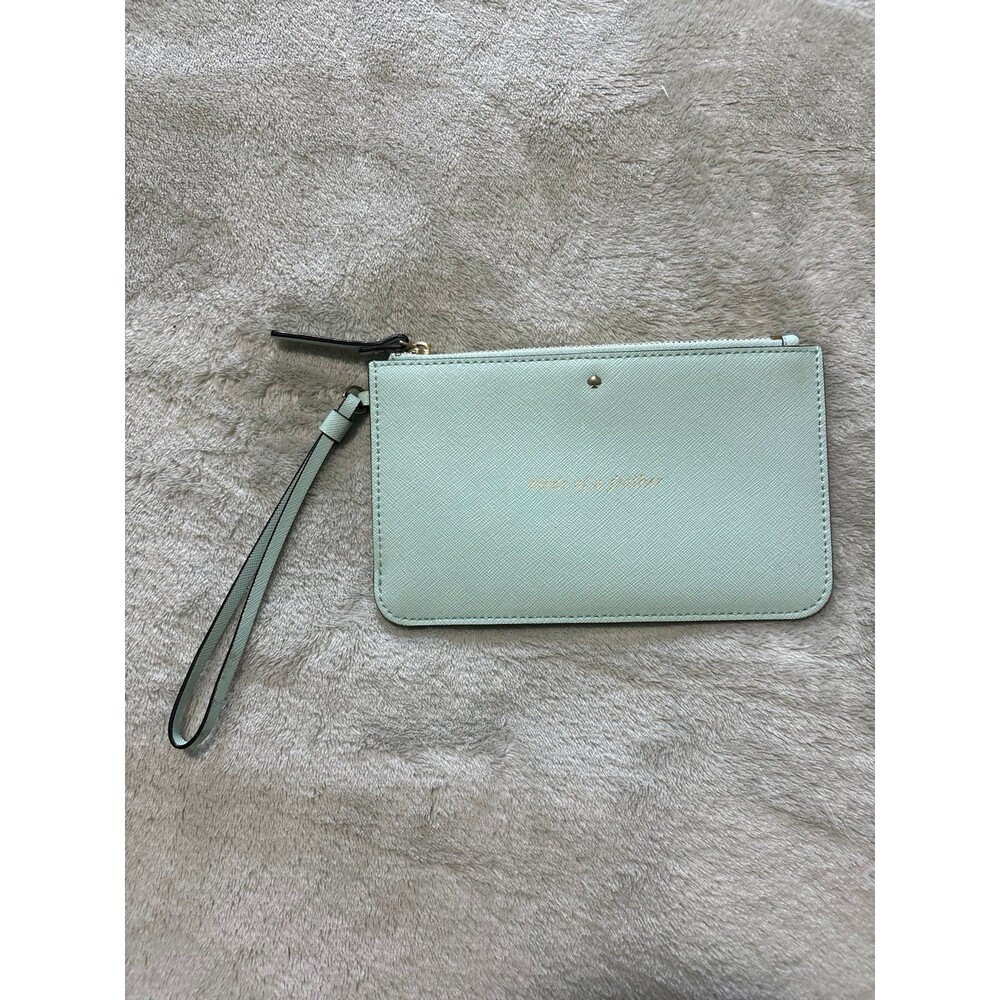 Kate Spade new york mint green cow leather wristlet pouch birds of a feather